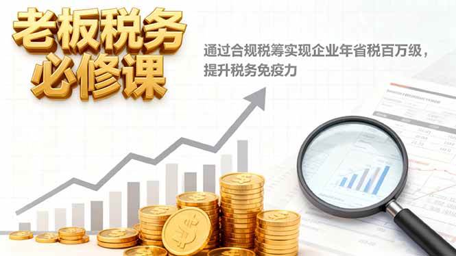 老板税务必修课,通过合规税筹实现企业年省税百万级,提升税务免疫力 老板税务必修课,通过合规税筹实现企业年省税百万级,提升税务免疫力