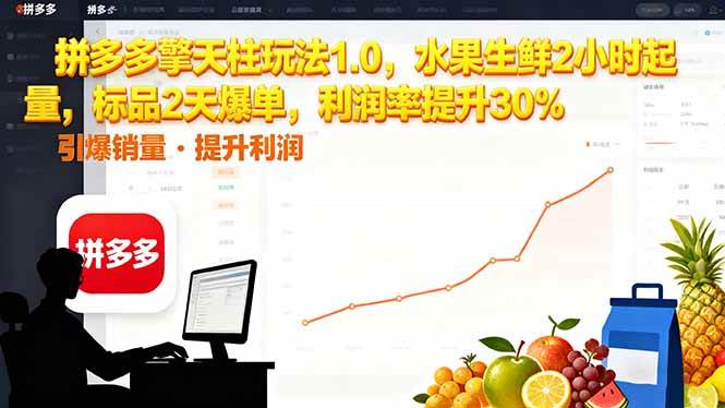 拼多多 擎天柱玩法1.0,水果生鲜2小时起量,标品2天爆单,利润率提升30% 拼多多 擎天柱玩法1.0,水果生鲜2小时起量,标品2天爆单,利润率提升30%