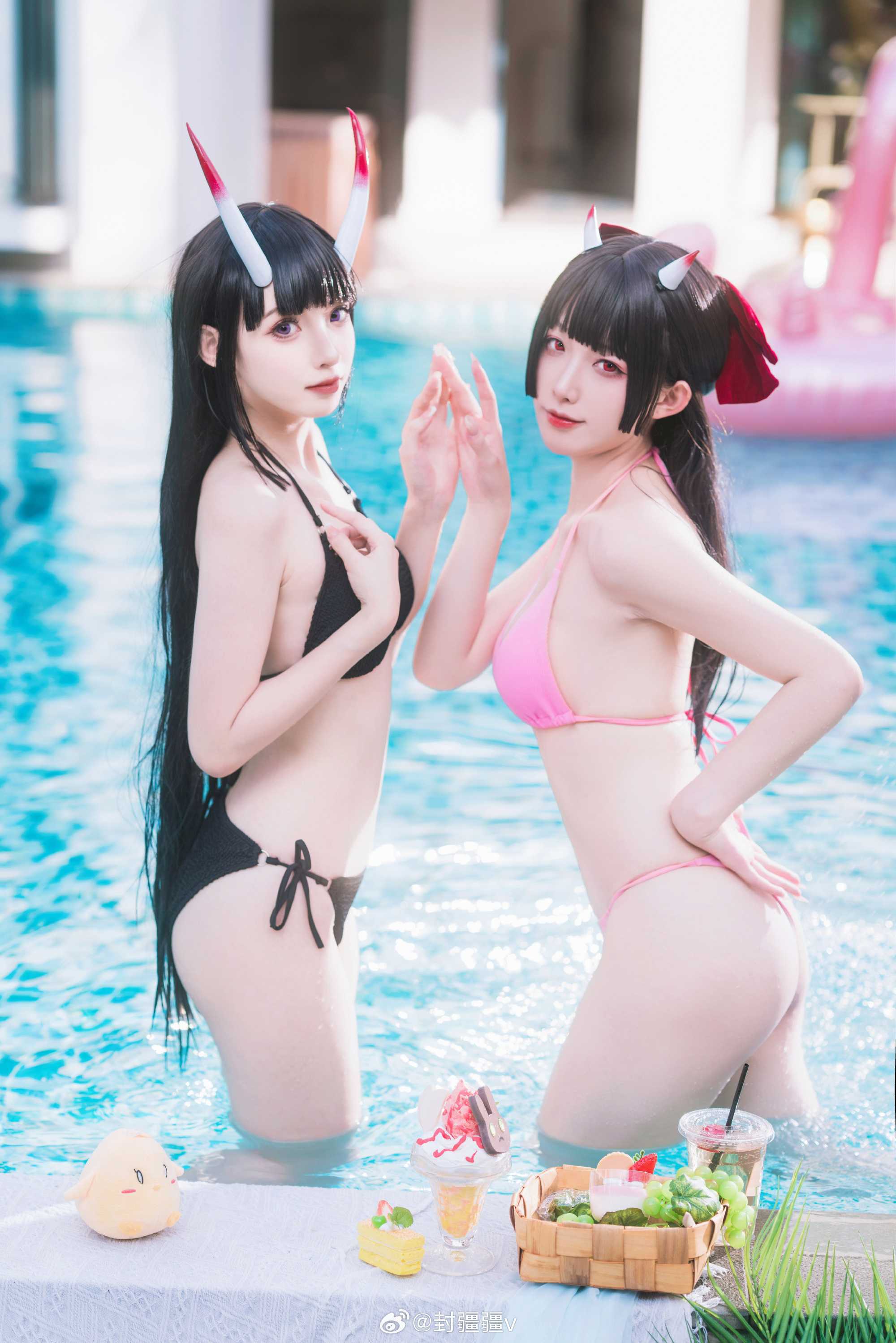 cosplay碧蓝航线🌴能代x酒匂泳装cos🍃@封疆疆v