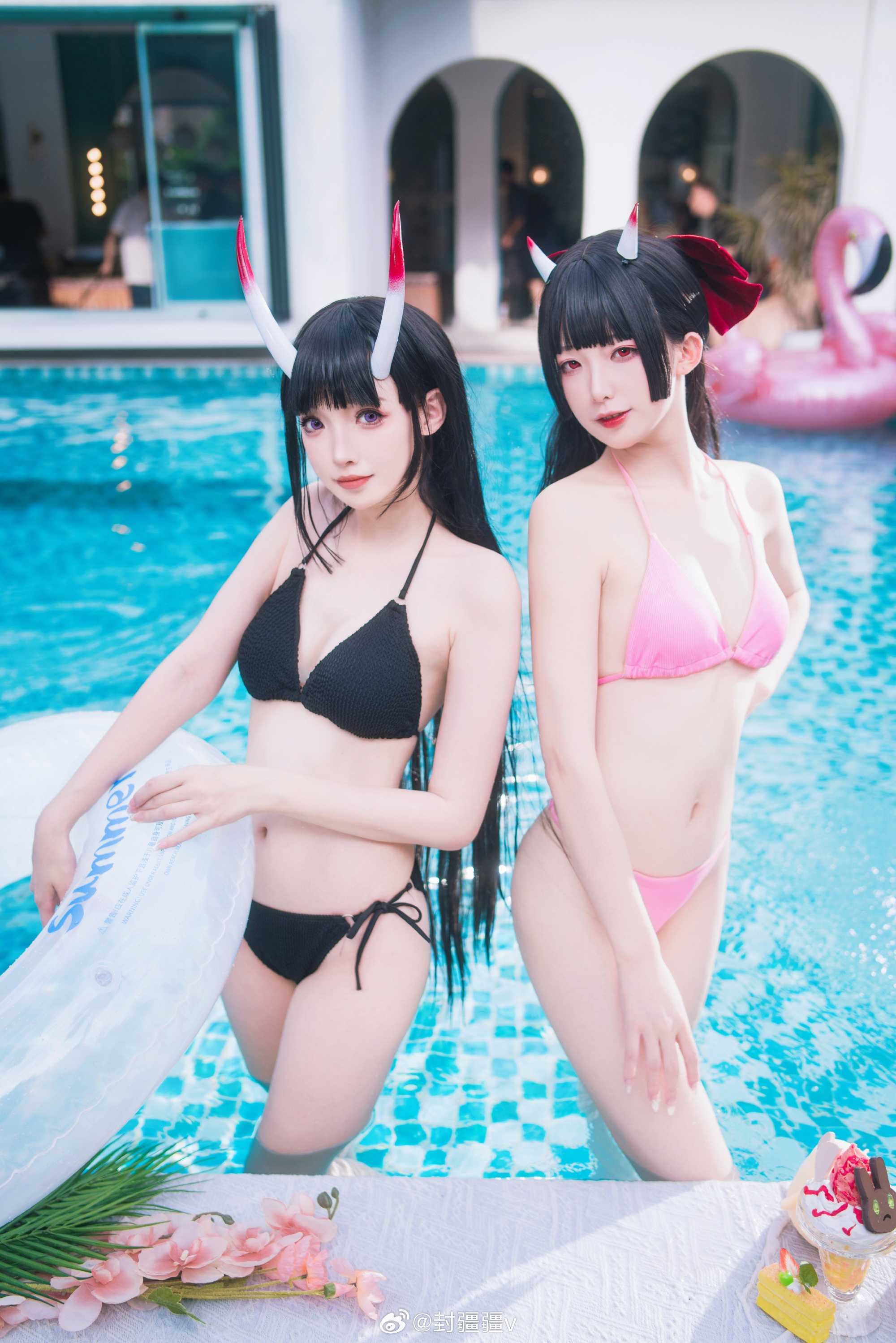 cosplay碧蓝航线🌴能代x酒匂泳装cos🍃@封疆疆v