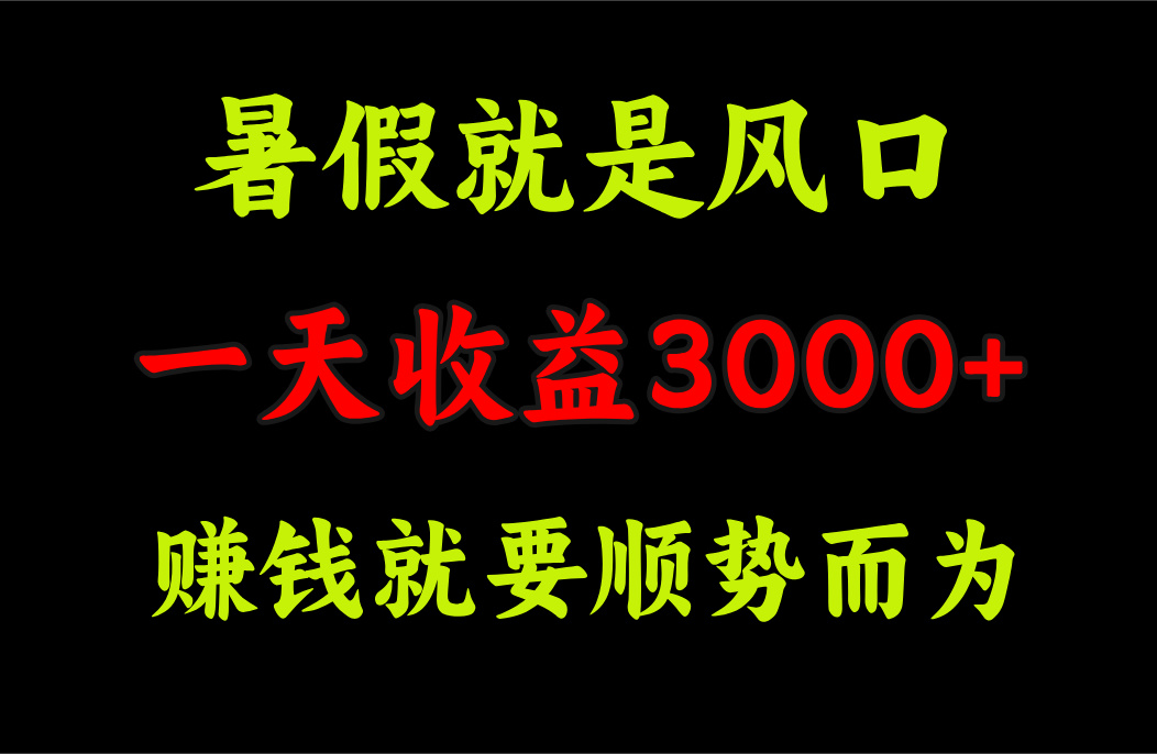 一天收益3000+ 赚钱就是顺势而为,暑假就是风口 一天收益3000+ 赚钱就是顺势而为,暑假就是风口