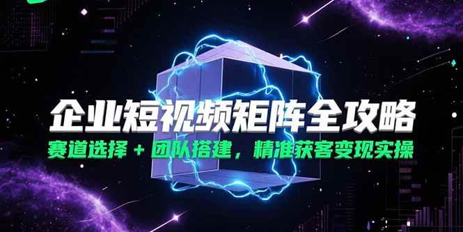 企业短视频矩阵全攻略，赛道选择+团队搭建，精准获客变现实操