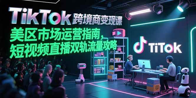 TikTok跨境电商变现课，美区市场运营指南，短视频直播双轨流量攻略