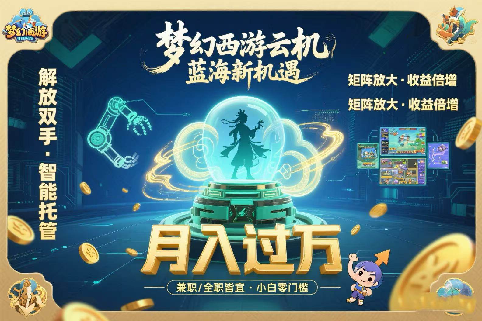 梦幻西游云机最新蓝海玩法 解放双手可矩阵放大 轻松月入过万 小白也可… 梦幻西游云机最新蓝海玩法 解放双手可矩阵放大 轻松月入过万 小白也可…