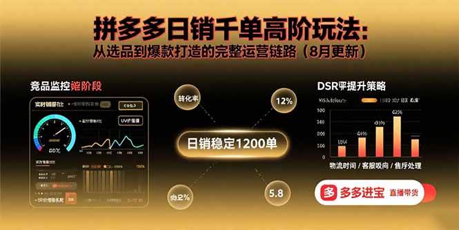 拼多多日销千单高阶玩法：从选品到爆款打造的完整运营链路