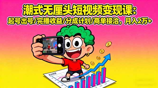 潮式无厘头短视频变现课:起号出号/完播收益/分成计划/商单接洽,月入2万+ 潮式无厘头短视频变现课:起号出号/完播收益/分成计划/商单接洽,月入2万+