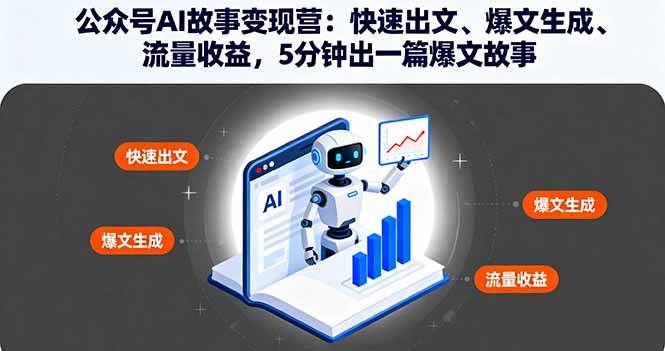 公众号AI故事变现营：快速出文、爆文生成、流量收益，5分钟出一篇爆文故事
