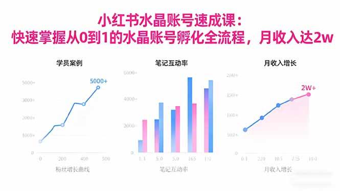 2025小红书水晶账号速成课：快速掌握从0-1水晶账号孵化全流程，月收入达2w