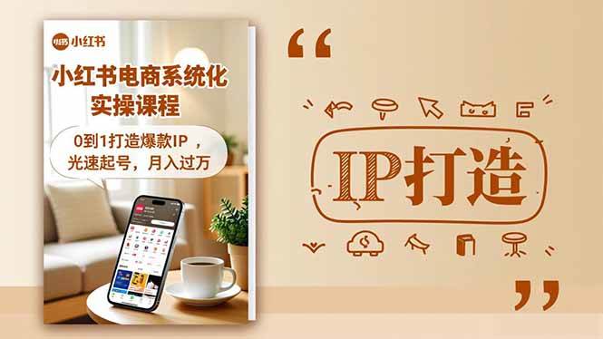 小红书流量变现系统化实操课程，0到1打造爆款IP，光速起号，月入过万