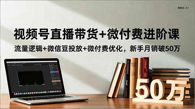视频号直播带货+微付费进阶课：流量逻辑+微信豆投放+微付费优化，新手月销破50万