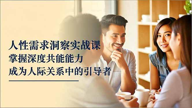 人性需求洞察实战课，掌握深度共感能力，成为人际关系中的引导者