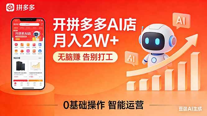 开一家拼多多AI店，月入2W+，无脑赚，告别打工，附SOP手册
