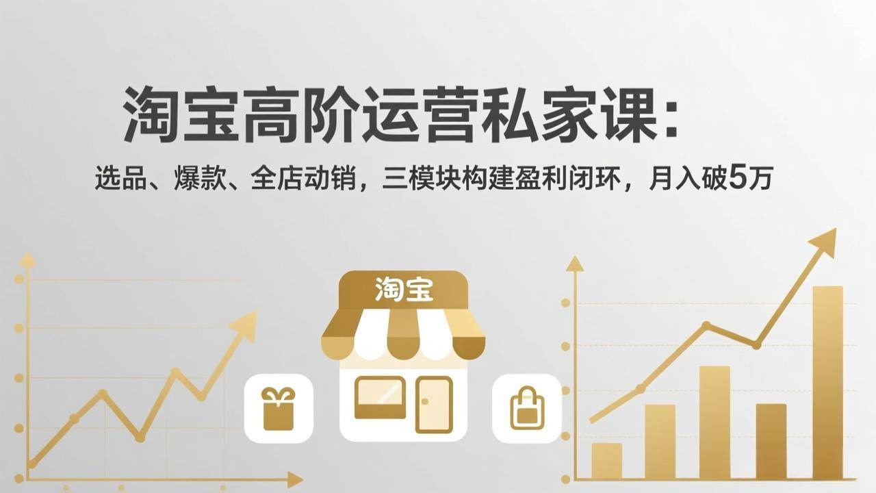 淘宝高阶运营私家课：选品、爆款、全店动销，三模块构建盈利闭环，月入破5万