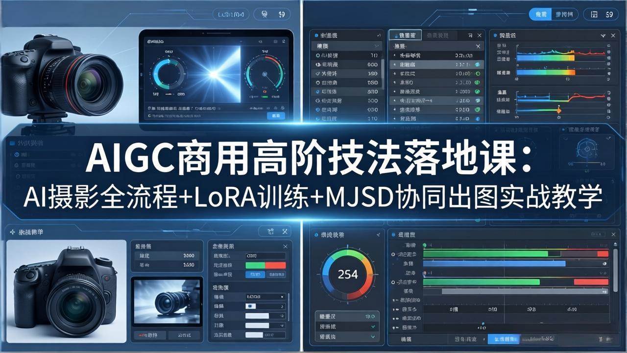 AIGC商用高阶技法落地课：AI摄影全流程+LoRA训练+MJSD协同出图实战教学
