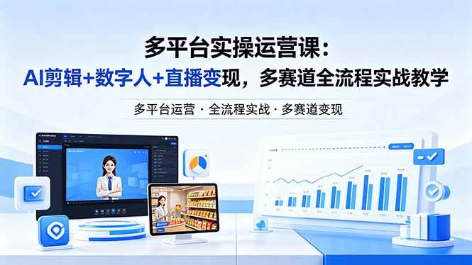 某团队多平台实操运营课-更新26年4月29：AI剪辑+数字人+直播变现，多赛道全流程实战教学