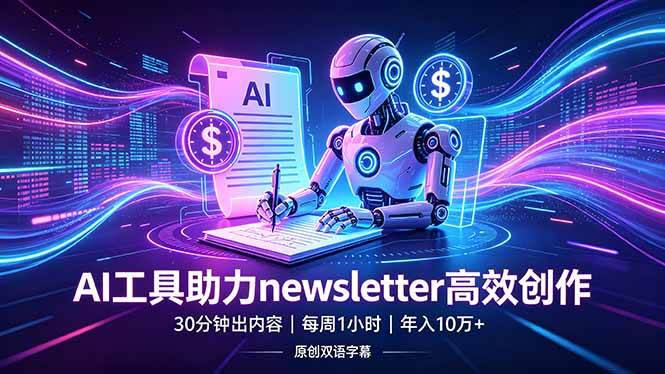 做newsletter怕费时间？AI工具帮你30分钟出内容，每周1小时，年入10万+【原创双语字幕】