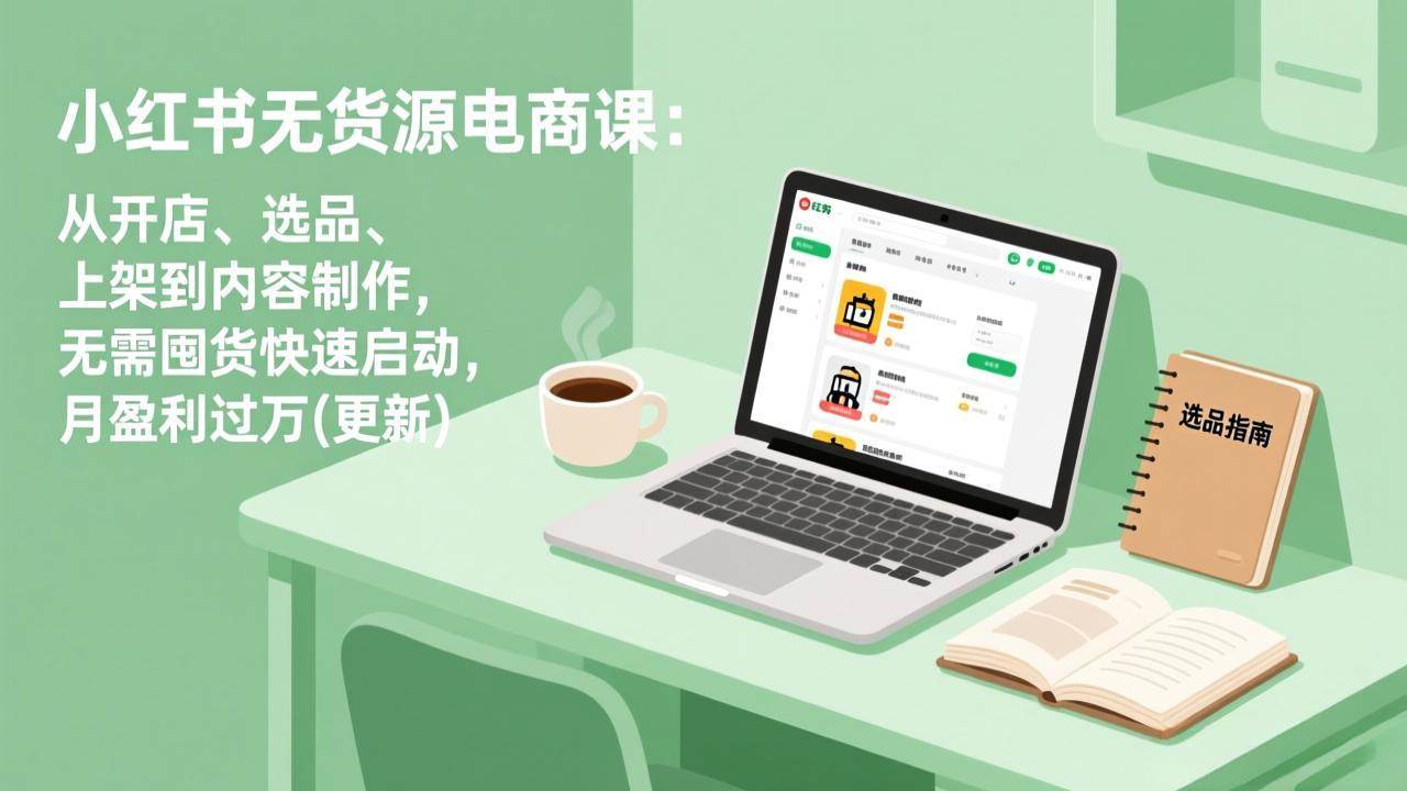 小红书无货源电商课(5月12更新)：从开店、选品、上架到内容制作，无需囤货快速启动，月盈利过万