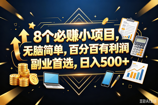 9个必赚钱的小项目，百分百赚米，无脑简单，副业首选，日入399+