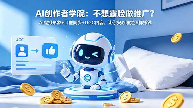 AI创作者学院：不想露脸做推广？AI虚拟形象+口型同步+UGC内容，让你安心睡觉照样赚钱
