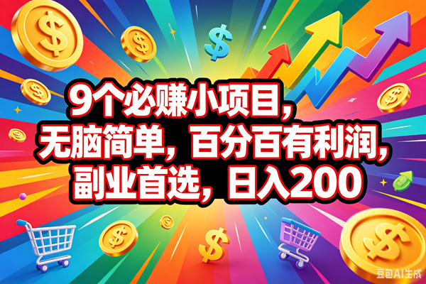 9个必赚钱的小项目,百分百会赚米,无脑简单,副业首选,日入200+