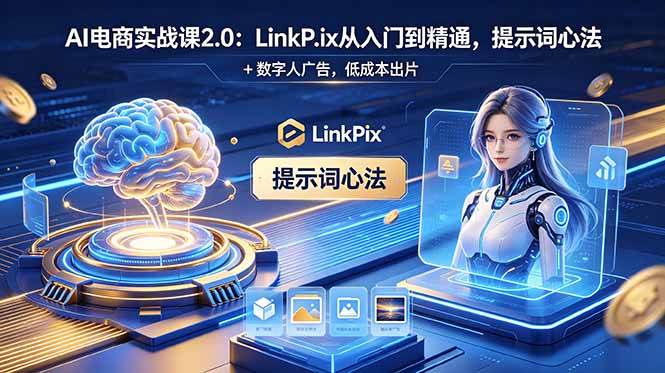 AI 电商实战课2.0｜LinkPix 从入门到精通，提示词心法 + 数字人广告，低成本出片
