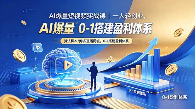 AI爆量短视频实战课｜一人轻创业，算法脚本剪辑直播同城，0-1搭建盈利体系