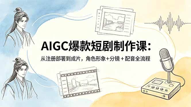 AIGC爆款短剧制作课:从注册部署到成片,角色形象+分镜+配音全流程