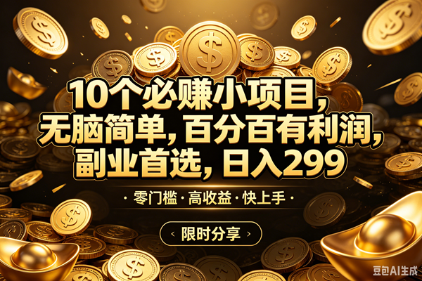 10个必赚米的小项目,百分百赚米,无脑简单,副业首选,日入299+