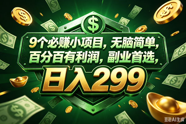 9个必赚的小项目，百分百赚，无脑简单，副业首选，日入199+