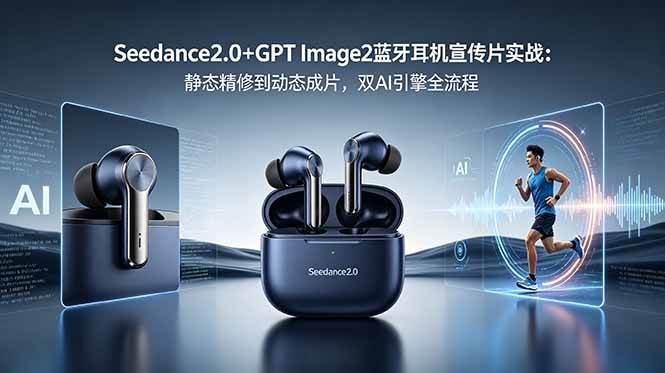 Seedance2.0+GPT Image2蓝牙耳机宣传片实战:静态精修到动态成片,双AI引擎全流程