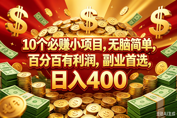10个必赚的小项目，百分百赚元子，无脑简单，副业首选，日入400+
