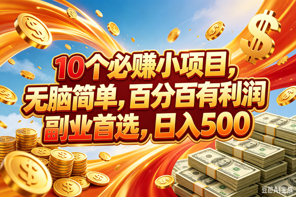 10个必赚的小项目，百分百赚元子，无脑简单，副业首选，日入500+