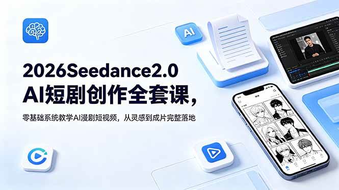 2026Seedance2.0AI短剧创作全套课,零基础系统教学AI漫剧短视频,从灵感到成片完整落地