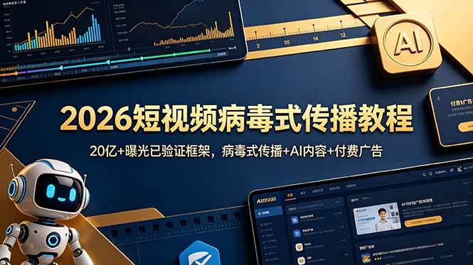 2026短视频病毒式传播教程：20亿+曝光已验证框架，病毒式传播+AI内容+付费广告