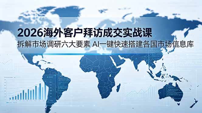 2026海外客户拜访成交实战课：拆解市场调研六大要素，AI一键快速搭建各国市场信息库