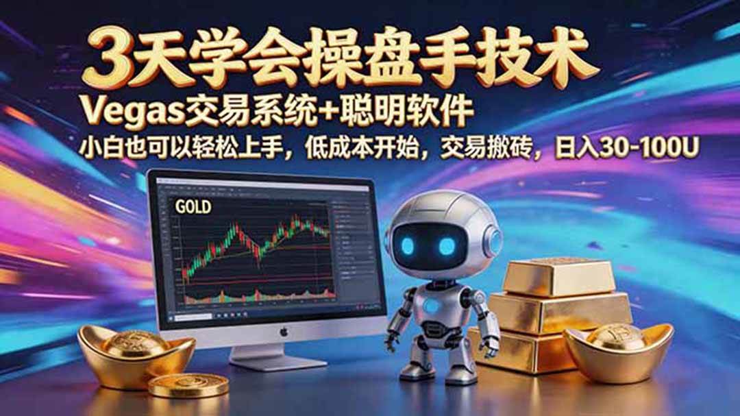 三天学会操盘手技术，vegas技术+聪明软件，小白也可以轻松上手，日入500+