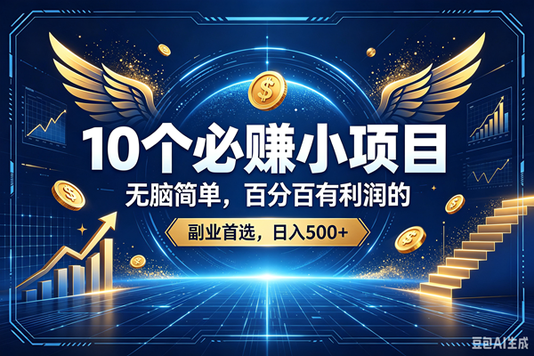 15个必赚的小项目，百分百赚元子的，无脑简单，副业首选，日入500+
