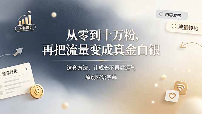 从零到十万粉，再把流量变成真金白银——这套方法，让成长不再靠运气【原创双语字幕】