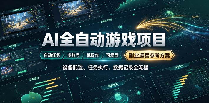 AI全自动游戏躺賺副业：日入几百，稳定运行三年的项目！