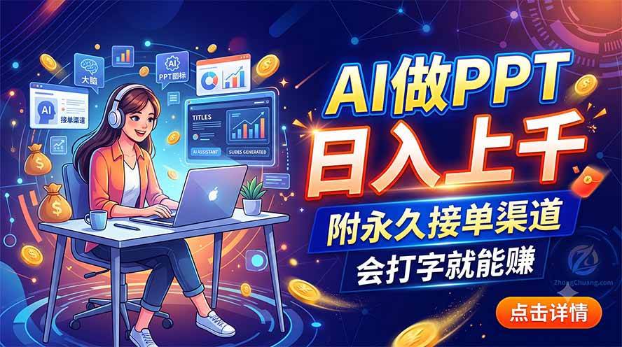 AI做PPT日入上千,附永久接单渠道,会打字就能赚